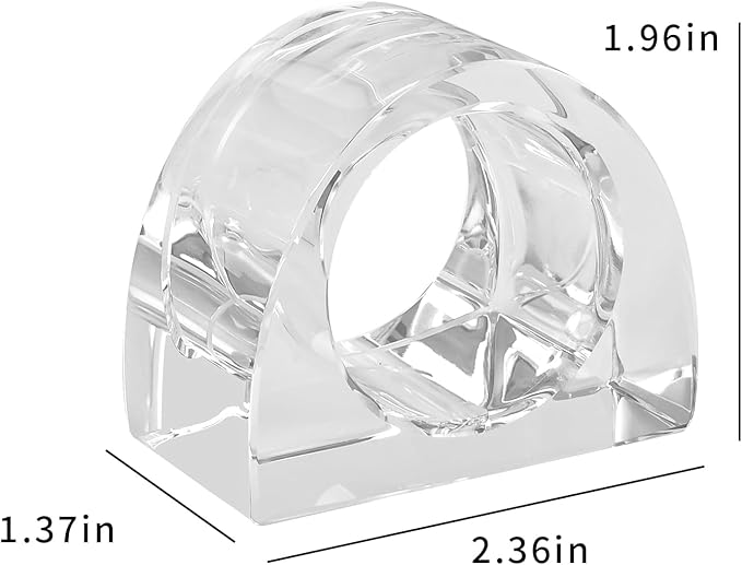 Crystal Napkin Rings, Elegant Dining Table Holders for Formal & Casual Dining, Wedding Reception, Holiday Table Setting, 12 Pack