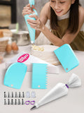 100Pcs Piping Bags and Tips Set, 12 Inch Pastry Bags, Icing Bags Disposable for Cakes Decorating Kit Supplies with 1 Reusable Piping Bags, 1 Couplers, 12 Frosting Tips, 2 Bag Ties, 3 Cake Scraper
