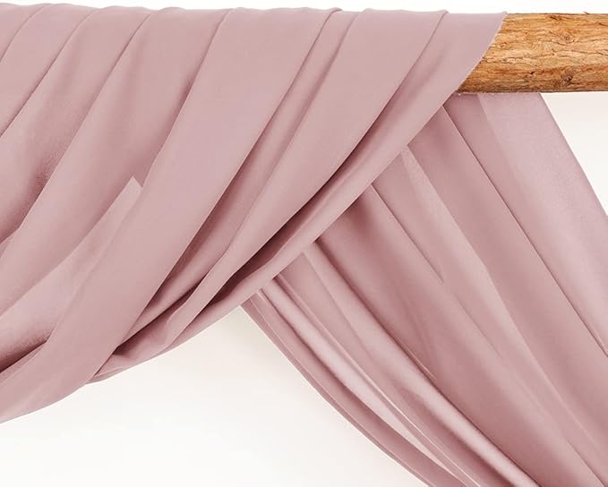 Wedding Arch Draping Fabric 2 Panels 30'' x 18FT Dusty Rose Sheer Chiffon Arch Drapery for Photo Booth Bridal Shower Baby Shower Church Decor Newborn Photography Christening Outdoor Party