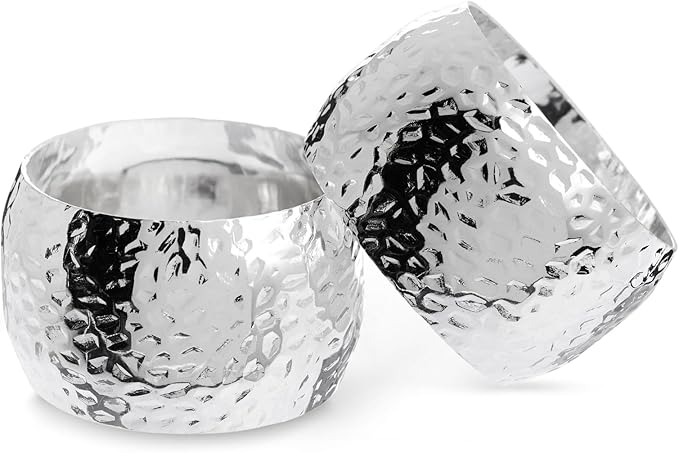 Farmlyn Creek Silver Napkin Rings Set of 12-1.8 in Round Polished Zinc, Bulk Napkin Ring Holders for Cloth & Paper - Table Decor for Weddings & Parties