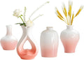 Small Ceramic Vases Decorative 4pcs Pink-White Modern Farmhouse Vase Pottery for Bouquet Pampas Grass Dried Fresh Flowers Kitchen, Bedroom, Bathroom, Entryway, Centerpieces Home Decor Jarrones para
