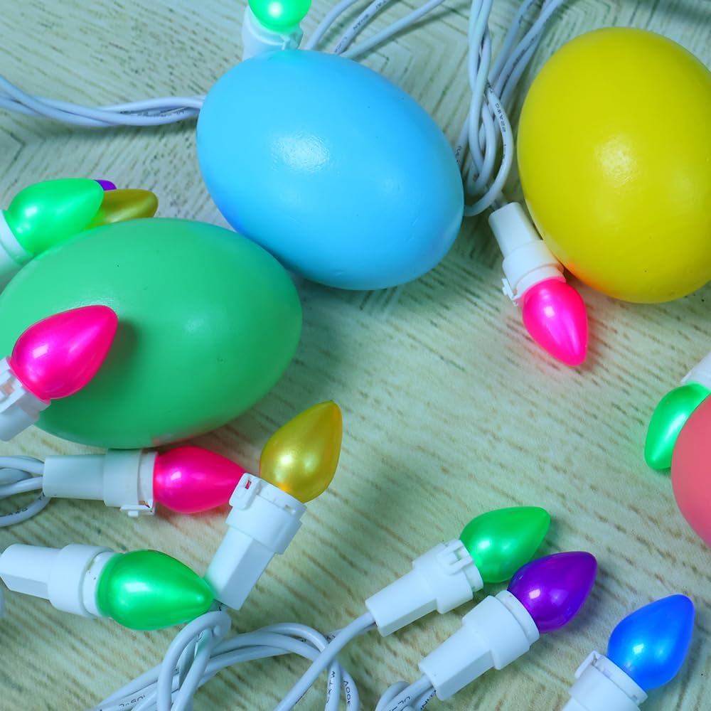 Easter String Lights, Multi Color Pastel Christmas Lights with White Wire, 2 PACK 13.5 FT 50 LED Waterproof Plug-in String Lights for Indoor Outdoor Bedroom Patio Wreath Carnival Easter Decorations