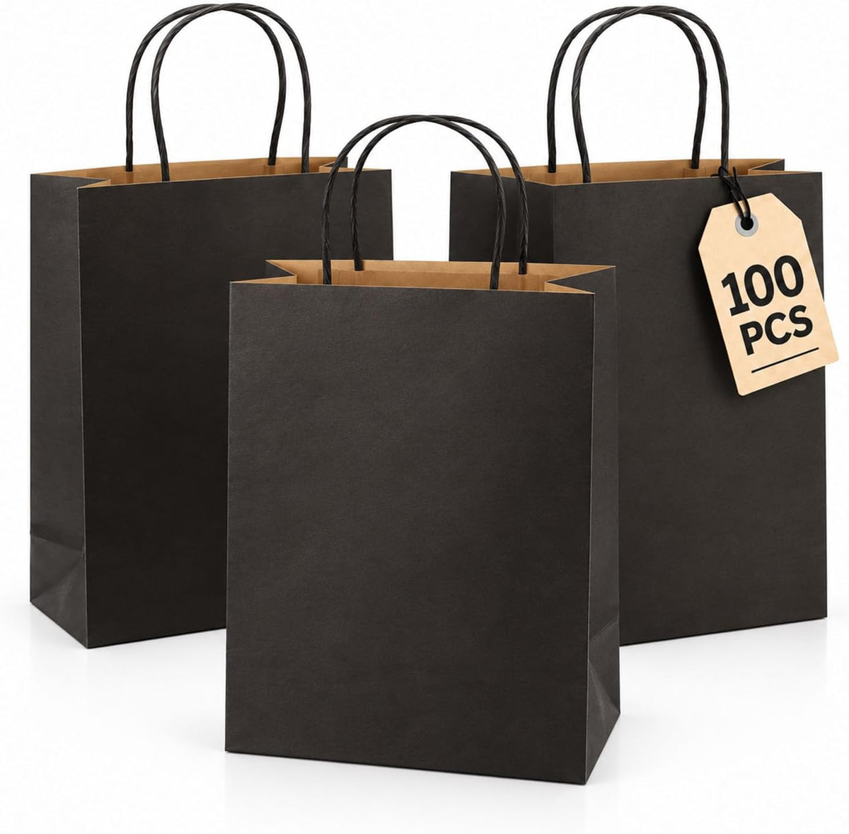 large gift bags with handles,100pcs kraft paper bags, main product view