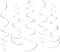 Silver Party Hanging Swirl Decorations Plastic Streamer for Ceiling, Pack of 28