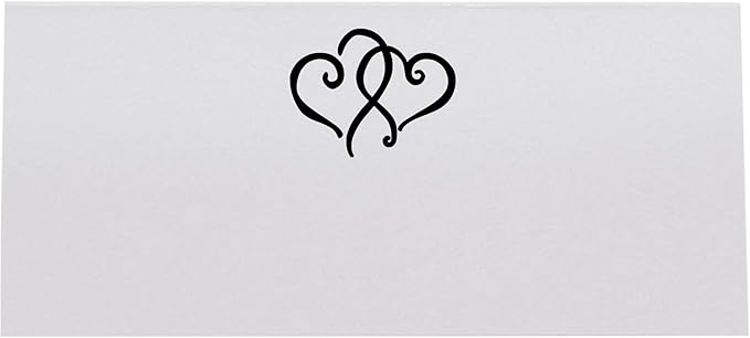 Linked Hearts Place Cards, Black (Choose Color), Set of 25, Pre-cut and Scored - Wedding, Party, Dinner, and Special Events - Made in the USA