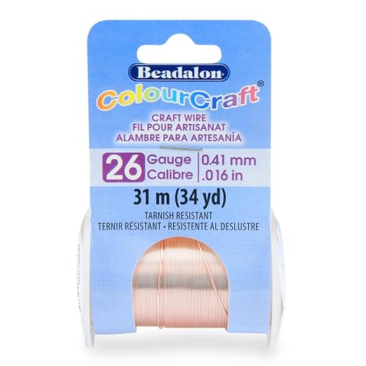 Beadalon ColourCraft Wire, 26 Gauge, Rose Gold Color Silver Plated, 34 yd Spool