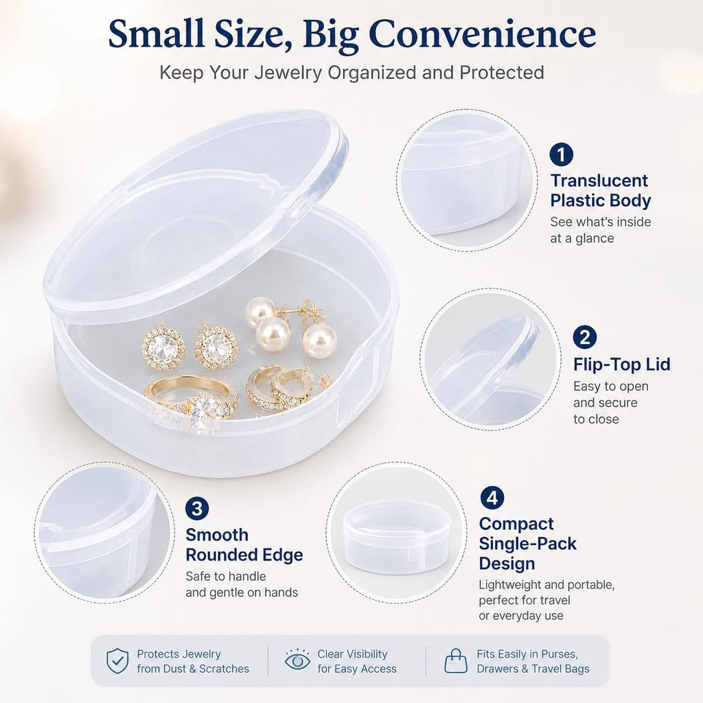 Clear Round Plastic Storage Container with Lid, Mini Small, Single Pack | Organizer for Beads, Jewelry, Cards, Crafts & Hobby Supplies