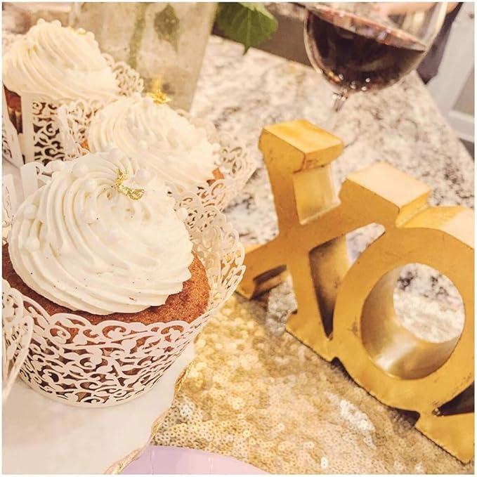 Eternal Beauty Gold Table Runner for Wedding, 2PCS-12x108 Sequin Table Runner Decorations for Birthday Parties, Banquets, Graduations,Christmas