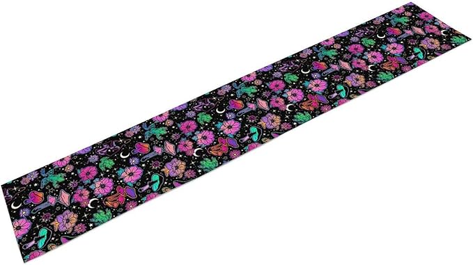 Gothic Star Moon Colorful Table Runner for Kitchen Living Room Home Party Boho Floral Table Runner 13x108 Inch