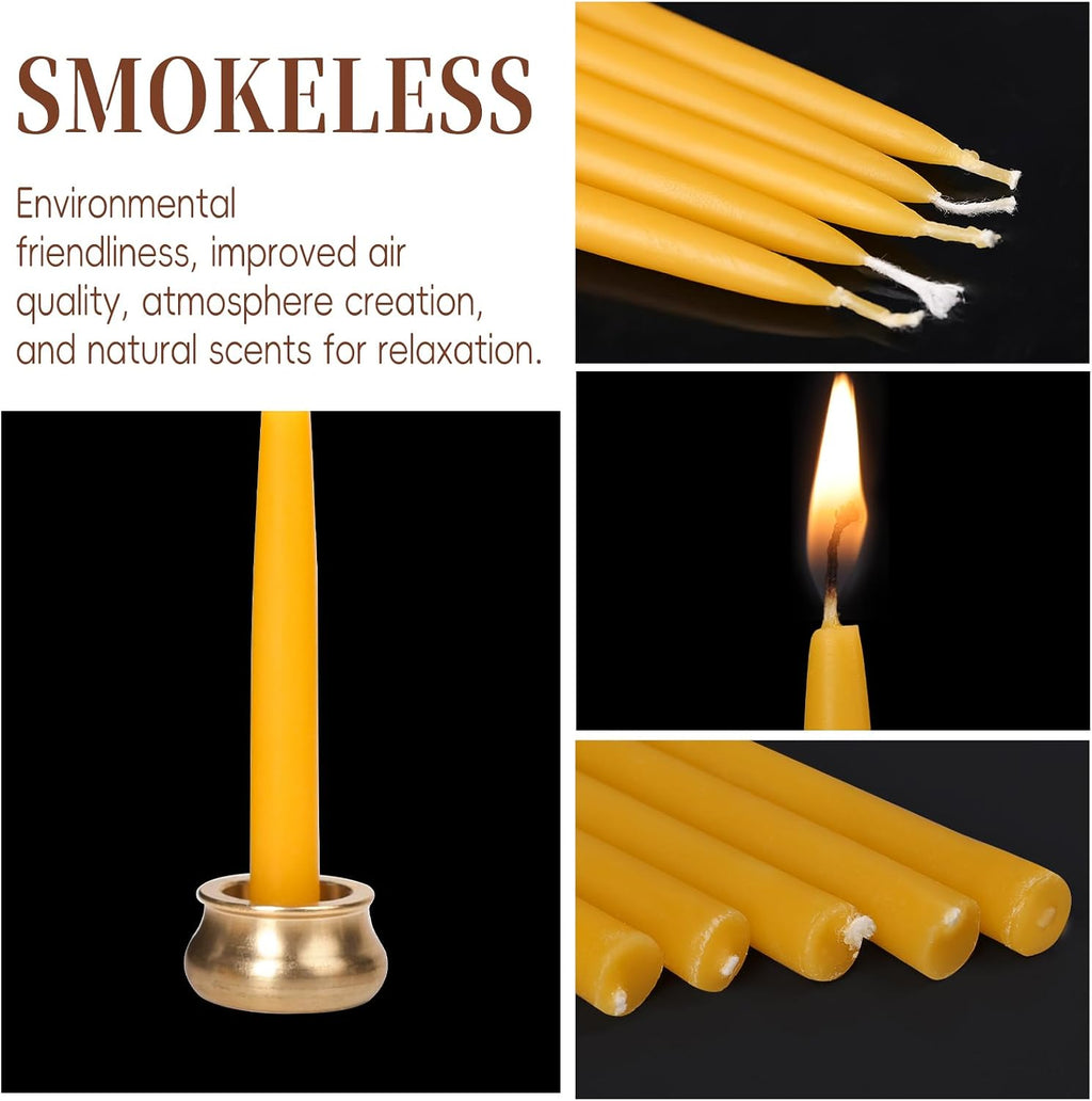 20 Pack Beeswax Meditation Candles, 3.15 Inch 20 Minute Candles with Holder | Dripless Beeswax Candles,Non Toxic Clean Burn Natural Unscented Small Chime Spell Prayer Candles for Birthday Shabbat Ritual