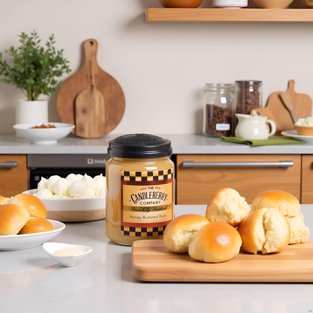 Candleberry Candles | Honey Buttered Rolls Candle | Best Candles on The Market | Hand Poured in The USA | Highly Scented & Long Lasting | Large Jar