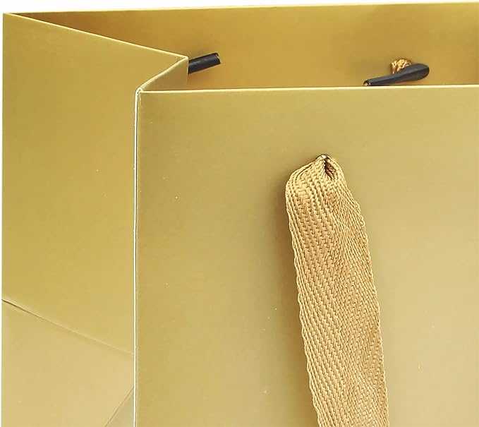 Gold Paper Gift Bag Small Square Bottom Paper Bags with Handles(Gold, 6 x 6 x 6 in, 10 CT)