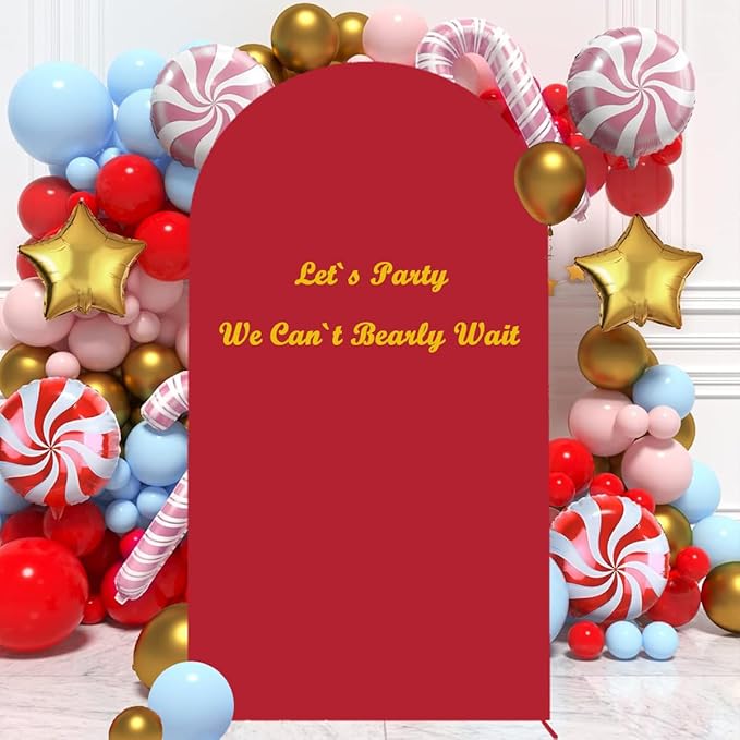 Red Arch Cover Wedding Arch Stand Covers 4FT Arched Backdrop Cover Spandex Arch Covers Stretchy Backdrop for Arches Wall Panels Chiara Back Drop Cover Baby Shower Balloon Party Decorations
