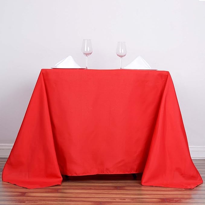 Efavormart 90" RED Wholesale Linens Polyester Square Linen Tablecloth for Kitchen Dining Catering Wedding Birthday Party Events