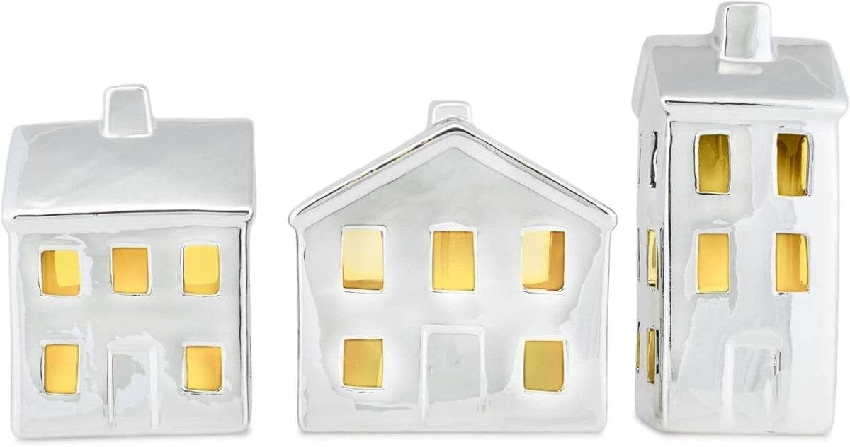 mark feldstein chrome finish porcelain led village, set, main product view