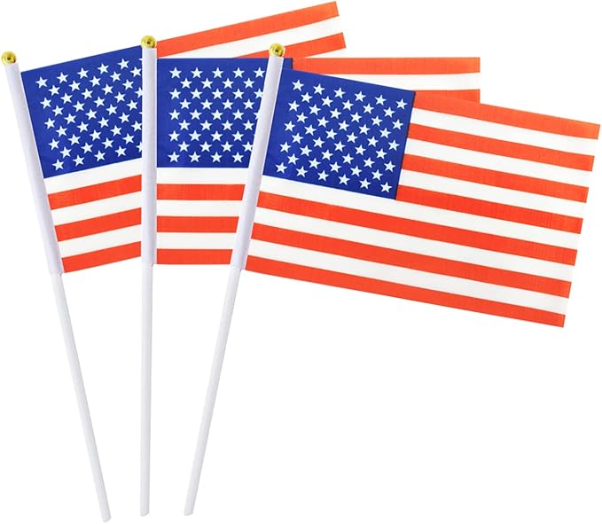 Small American Flags On Stick, Mini Handheld American USA Flag, Ideal For Party Parades Sports Events Patriotic Festival 4th Of July Decorations