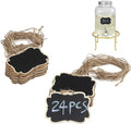 Wooden Mini Hanging Chalkboard Signs for Beverages Dispenser, Price Message Chalkboard Tags with String, Double-Sided Little Labels for Party Event Decorations, Table Numbers, 3.5x2.5, 24 Pack