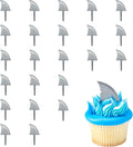 DecoPac Shark Fin Cake Picks, 24-Pack, Cupcake Toppers, Reusable Decorations for Cakes, Cupcakes and other Bakes, Beach Party, Pool Party