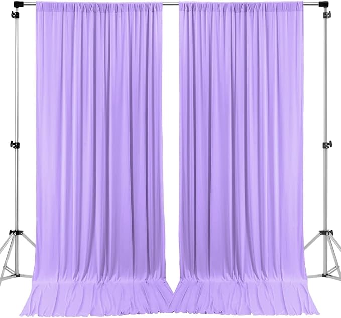 AK TRADING CO. 10 feet x 8 feet IFR Polyester Backdrop Drapes Curtains Panels with Rod Pockets - Wedding Ceremony Party Home Window Decorations - Lavender