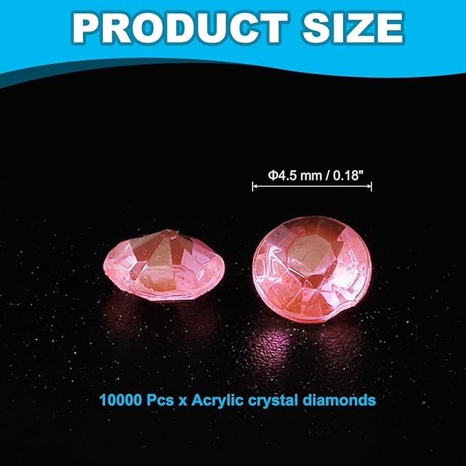PATIKIL 10000 Pcs Wedding Table Scatter Confetti Crystals 4.5mm Acrylic Diamonds Vase Fillers Gems for Table Centerpiece Decorations Party Vase Beads, Light Pink