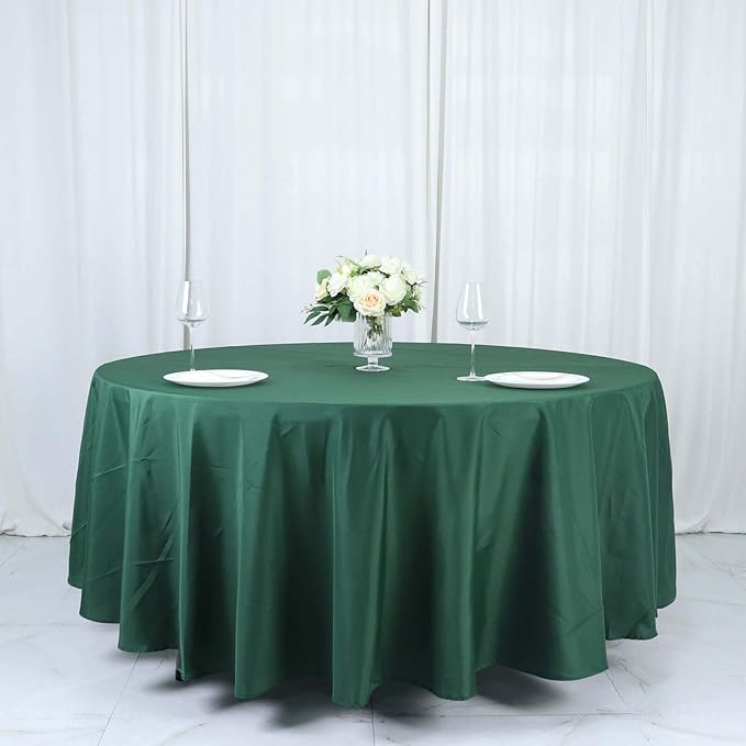 Efavormart Round Tablecloth, 108 Inch Stain & Wrinkle Resistant Washable Table Cloth, Decorative Polyester Fabric Table Cover for Banquet, Wedding, Dining- Hunter Green
