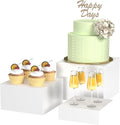 Buffet Risers, White Acrylic Cube for Buffet Table, Display Stand Shelf for Catering Dessert Collectibles Jewelry Figures Show, Food Display Nesting Risers with Hollow Bottoms, Cube, 3Pcs 10"x11"x12"