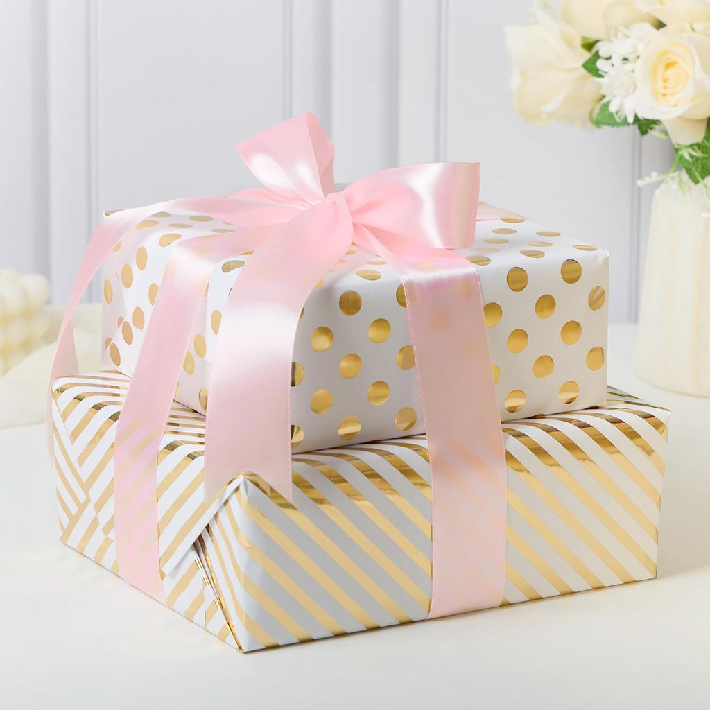 Light Pink Satin Ribbon 1-1/2 Inches, 50 Yards | Baby Pink Ribbon, Fabric Ribbon for Flower Bouquet, Gift Wrapping, Eternal Roses, Bows Making, DIY Crafts
