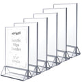 NIUBEE 6Pack 5x7 Clear Acrylic Sign Holder with Sliver Borders and Vertical Stand, Double Sided Table Menu Holders Picture Frames for Wedding Table Numbers, Restaurant Signs, Photos and Art Display