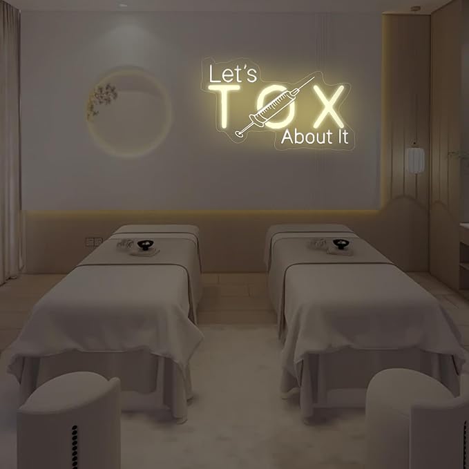 Let's Tox about it, Botox Business Sign, Injector Spa Studio Decor, Botox Art LED Light, Beauty Spa Sign, Medspa Decoration, 15.7"x9.4", Warm White