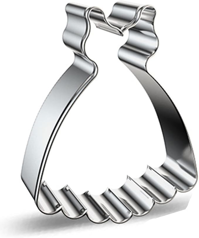 Large Size Dress Shaped Cookie Cutter, Stainless Steel Suspenders Princess Dress Wedding Dress Cookie Cutter, 4.4 Inches