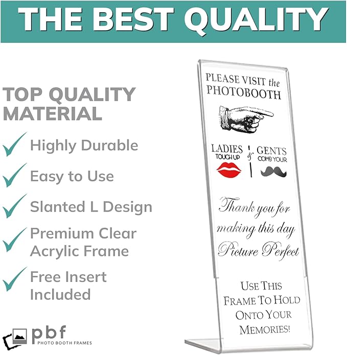 pbf PHOTO BOOTH FRAMES 2x6 Acrylic Sign Holder | 2 x 6 Vertical Stand Up Slanted Sign Holder | Acrylic Stands for Display | Clear Picture Frame, Menu Table Top Stand, Plastic Flyer Holder (100-Pack)