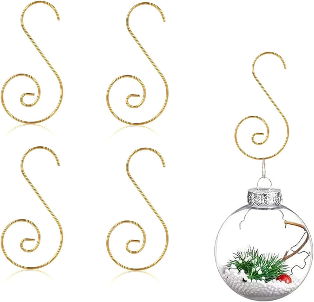 40Pcs Gold Christmas Ornaments Hangers Hooks for Christmas Tree Baubles, String Lights – Reusable Swirl S Hooks for Easy Xmas Art Craft Decorations