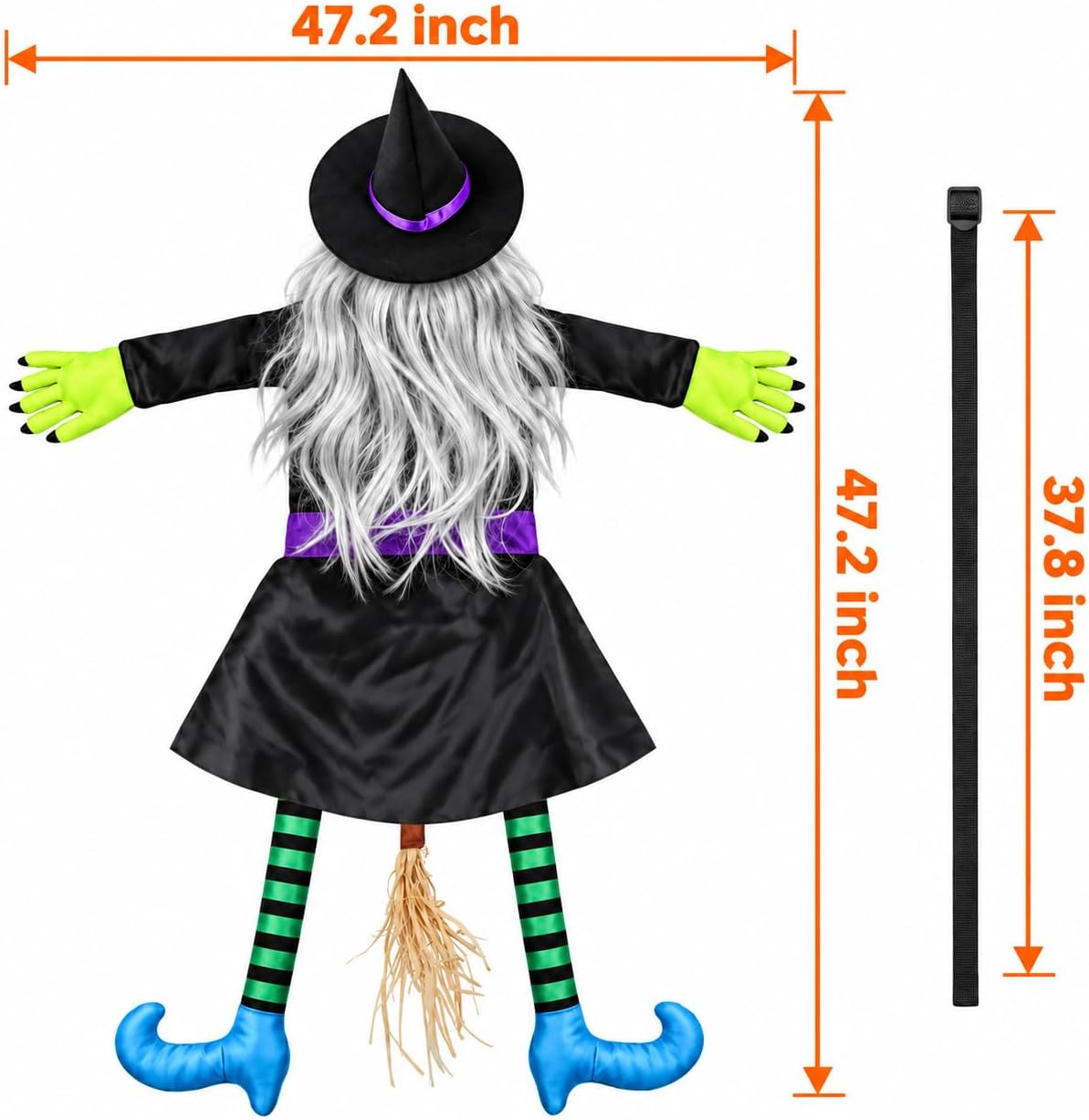 53" Crashing Witch Halloween Decorations Outdoor, Funny Witch Yard Decor...