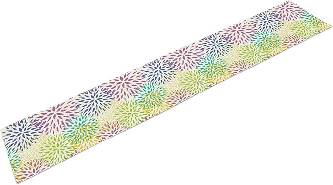 Purple Flowers Table Runner, Chrysanthemum Dahlia Vintage Modern Colorful Spring Summer Elegant Table Runner for Party Kitchen Dining Living Room Laundry Room Decor, 13x108 Inch