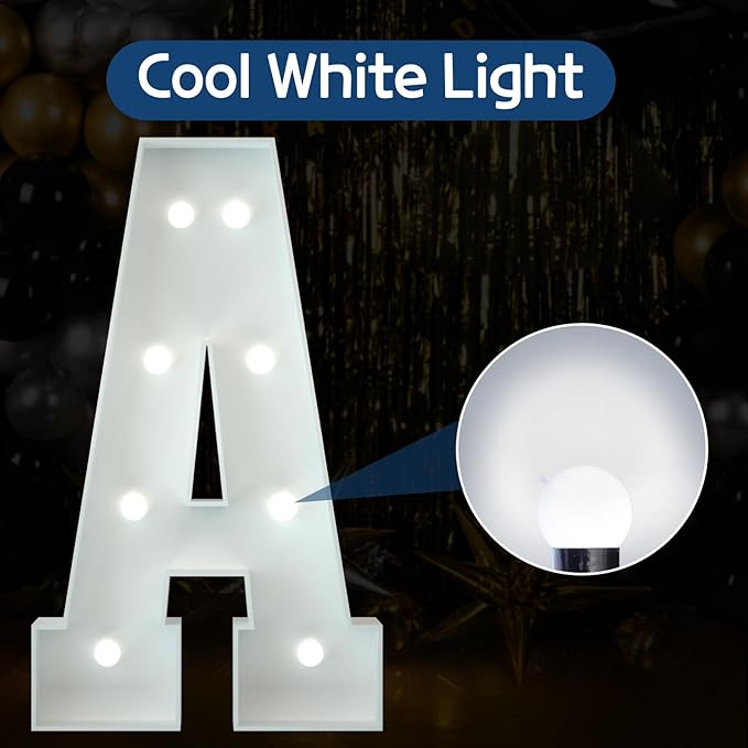 Marquee Letters 3 Feet Tall Large Light Up Letters Baby Shower Decorations Wedding Engagement Proposal White Party Decorations Marry Me Sign Big Cardboard Backdrop A