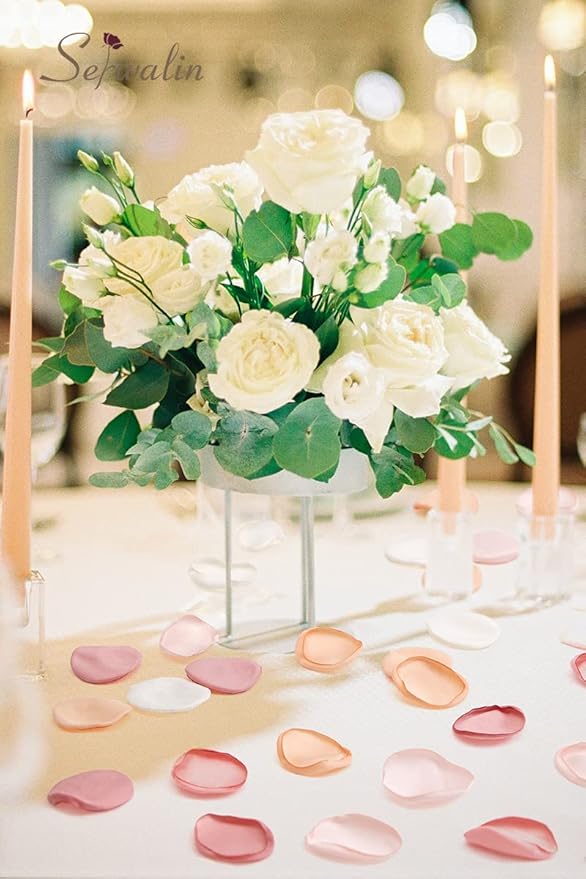 Serwalin 300Pcs Silk Rose Petals Artificial Flower Petals for Weddings Champagne Gold Petals Fake Flower Girl Petals for Wedding Flower Girl Basket Aisle Runner Bridal Shower (4 Color Mixes)