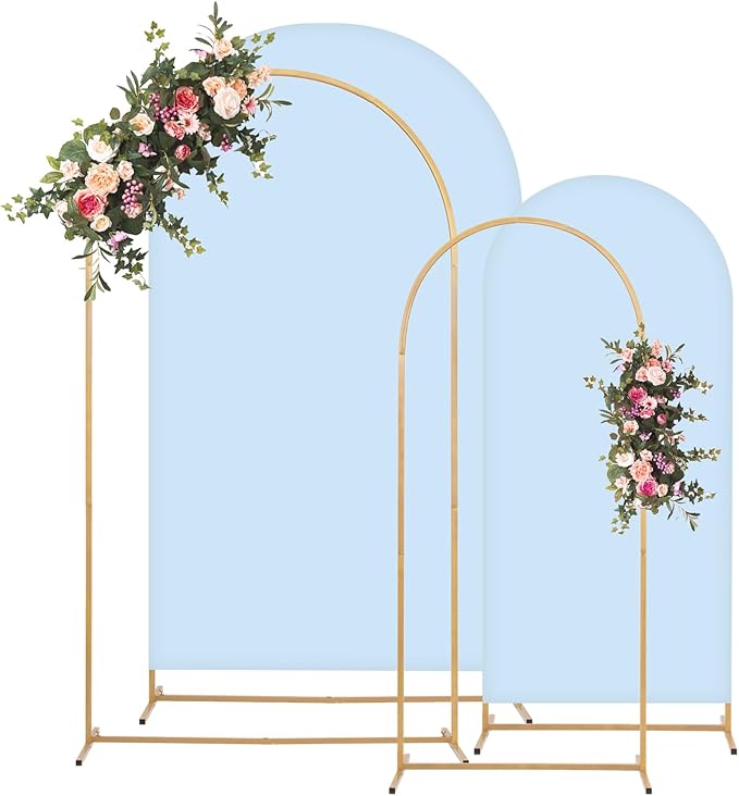 Metal Arch Backdrop Stand and Cover Set, 7.2FT, 6FT Party Backdrop, Easy to Assemble, Backdrop Stand for Parties, Birthday, Baby Shower