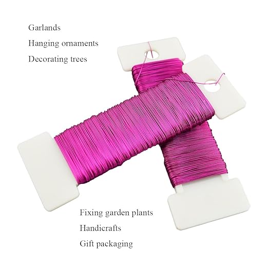 HAHIYO 26Gauge Rose Red Metal Floral Wire - 1 Roll, 38 Yards (115 Feet) - Flexible Paddle Wire for Craft, Christmas Wreath, Flower Arrangement, Bouquet Wrapping, Wedding, DIY