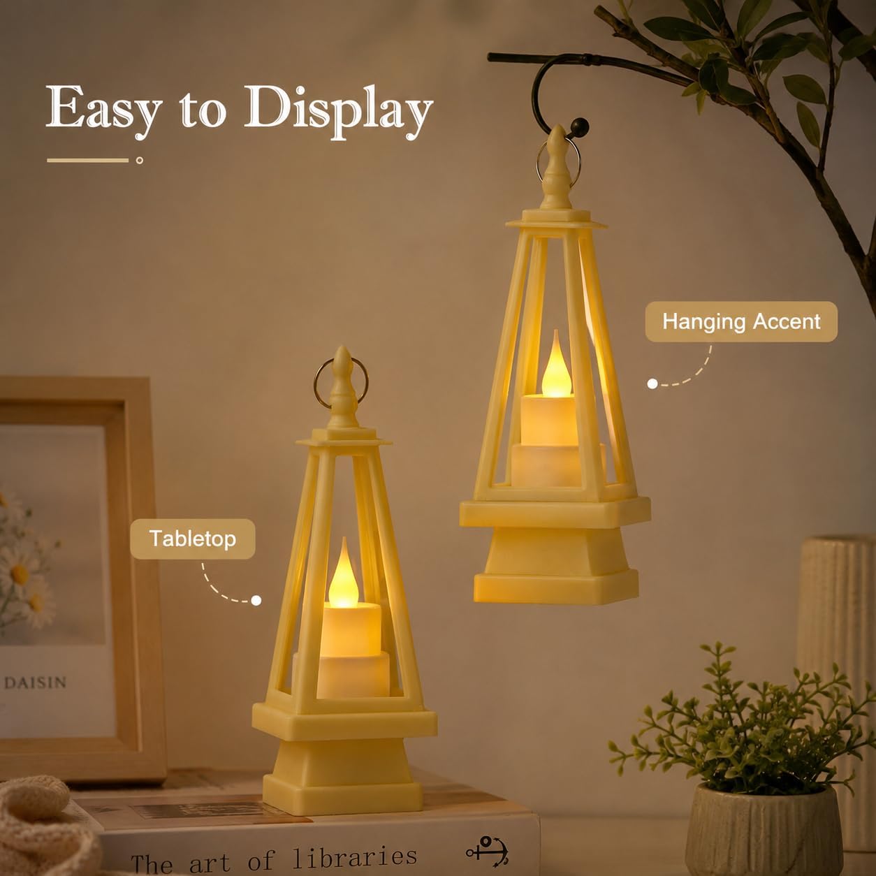 12 Pack Mini Decorative Candle Lanterns, 6.3 Inch Tabletop Hanging Lanterns with Warm Candle-Style Glow for Wedding Centerpieces, Party Favors, Holiday Home Decor