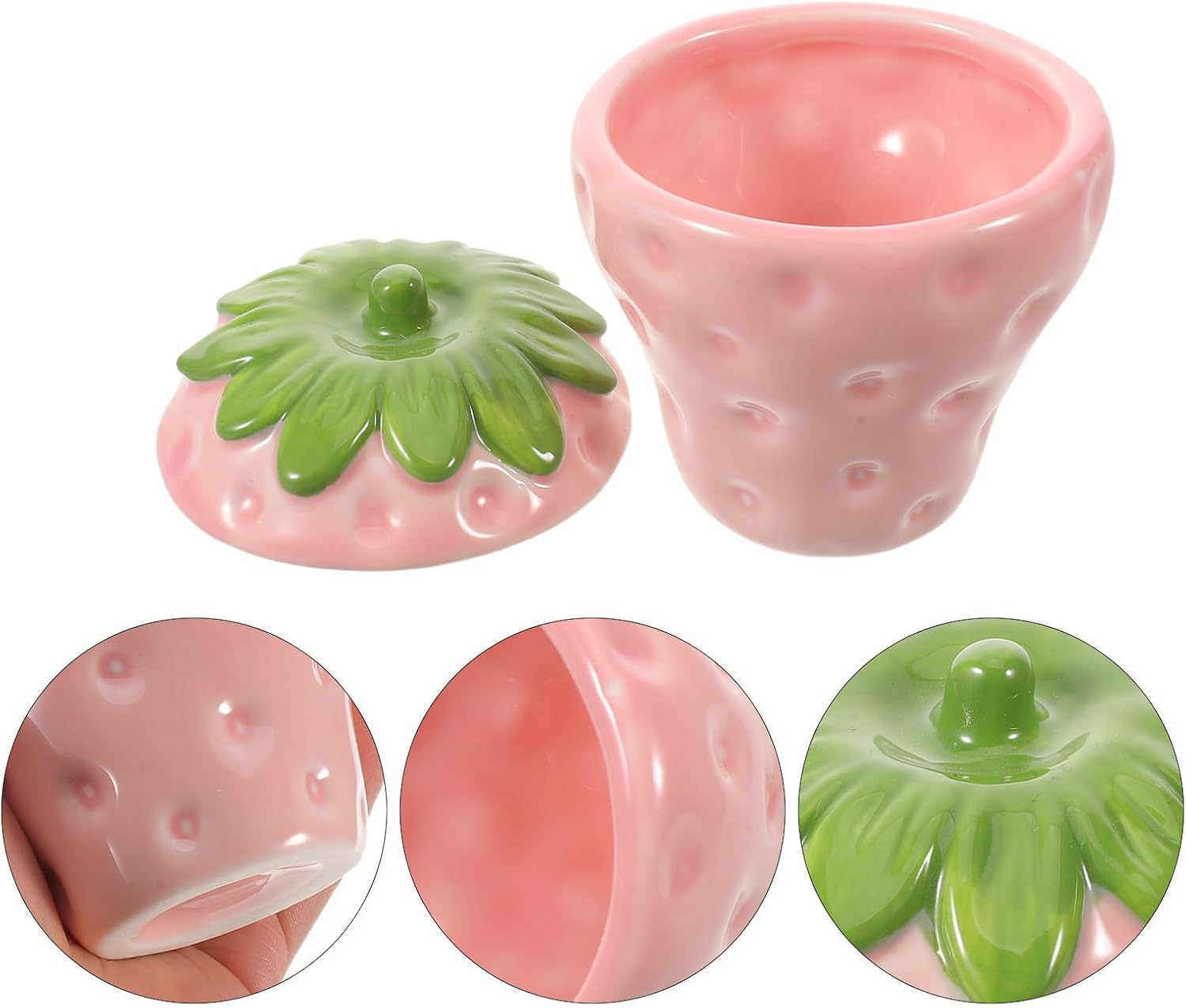 Candle Holder Candle Jar DIY Ceramic Pink Strawberry Shaped Empty Refillable Wax Cup Easy to Clean Aromatherapy for Home and Parties Table Centerpiece