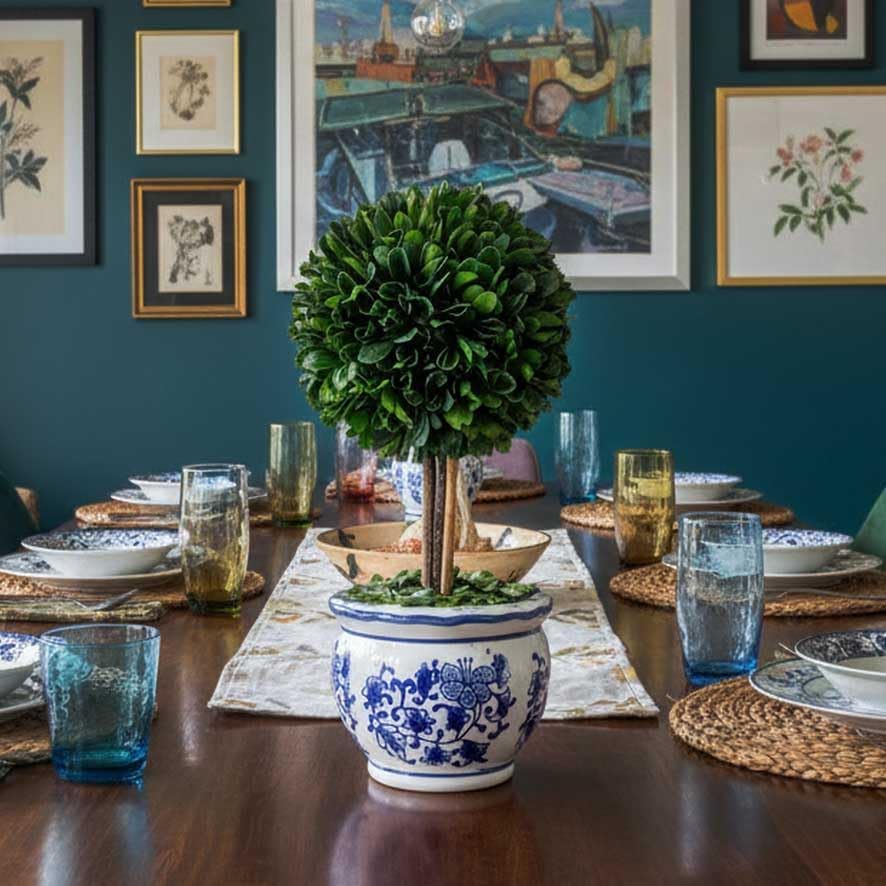 galt international naturally preserved boxwood ball topiary tree, main product view