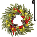 winemana 24 inch pre-lit christmas wreath with hanger, main product view