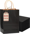 qiqee 600-packs black paper gift bags with handles, main product view