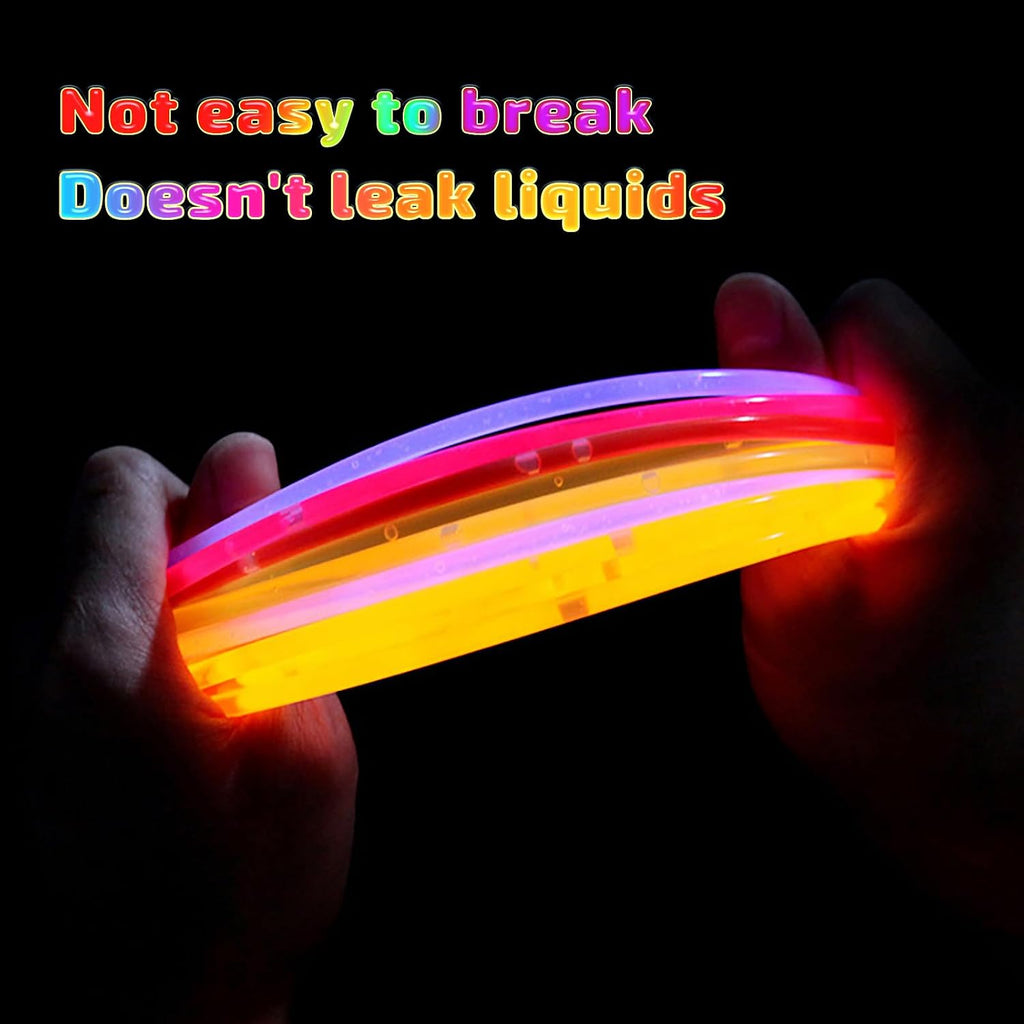 HONLYNE 100 Pack Glow Sticks Party Favors Bulk, 8" Glow in the Dark Party Supplies, Party Favors for Kids 8-12, Neon Glow Stick Bracelets & Necklaces for Raves, Halloween, Christmas, Birthdays