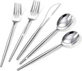 Rubtlamp 90Pcs Silver Plastic Silverware, Silver Plastic Utensils, Plastic Cutlery Include 30 Knives, 30 Forks and 30 Spoons, Silverware Heavy Duty For Party, Wedding