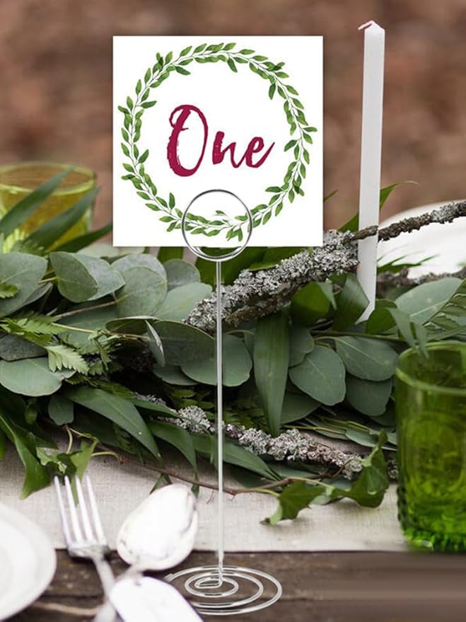 12Pcs Table Number Holder 8.66inch Tall Metal Iron Place Card Holder Lightweight Picture Holder Stand Portable Round Shape Photo Memo Note Holder for Office Wedding Party