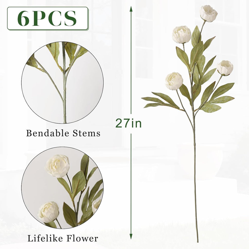 juxdp 6 pcs 27" artificial peony silk flower, package contents