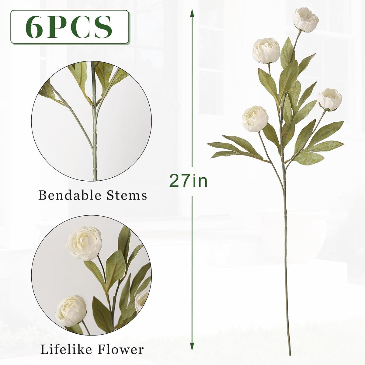 juxdp 6 pcs 27" artificial peony silk flower, package contents