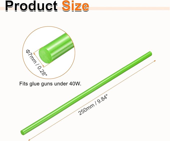 HARFINGTON 10pcs Hot Glue Sticks 0.28" Dia x 9.84" Long EVA Mini Hot Melt Adhesive Glue Stick for Hot Melt Gun Wood Plastic Glass Flowers Fabrics Foam, Light Green