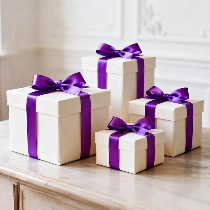 NESCCI 100 Yards Ribbon,1-1/2 Inch Purple Satin Ribbon,Single Face Satin Ribbons,Perfect for Gift Wrapping,Wedding Decoration,Handmade Bows,Wrapping Bouquet, Halloween, Christmas